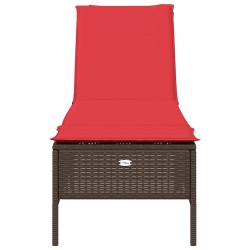 Chaise longue avec coussin marron résine tressée 640991640991
