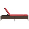 Chaise longue avec coussin marron résine tressée 640991640991