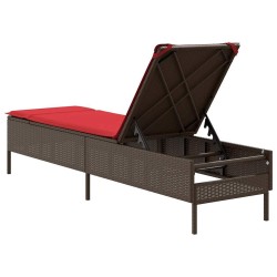 Chaise longue avec coussin marron résine tressée 640991640991