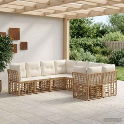 Ensemble de canapés d'extérieur 8 pcs Blanc Naturel et Crème 641001641001