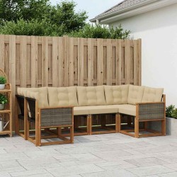 Ensemble de canapés d'extérieur 6 pcs Naturel et Beige 641002641002