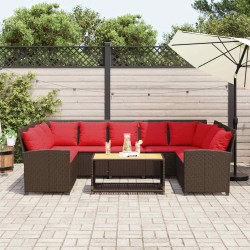 Canapé de jardin avec coussins marron résine tressée 641005641005