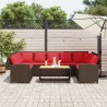 Canapé de jardin avec coussins marron résine tressée 641005641005