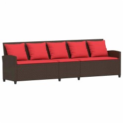 Canapé de jardin avec coussins marron résine tressée 641005641005