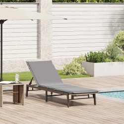 Chaise longue avec coussin beige résine tressée 641009641009