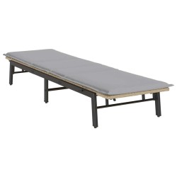 Chaise longue avec coussin beige résine tressée 641009641009