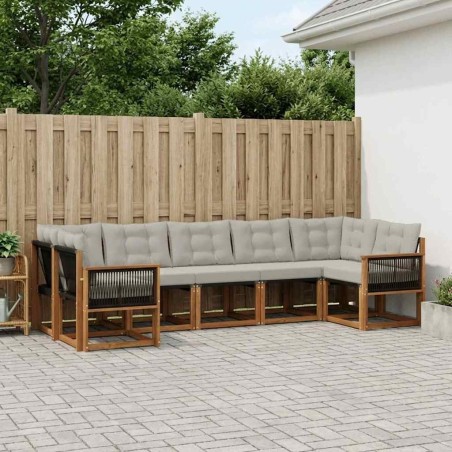 Ensemble de canapés d'extérieur 7 pcs Naturel et Gris clair 641010641010