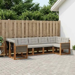 Ensemble de canapés d'extérieur 7 pcs Naturel et Gris clair 641011641011