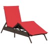 Chaise longue avec coussin marron résine tressée 641023641023