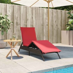 Chaise longue avec coussin marron résine tressée 641023641023