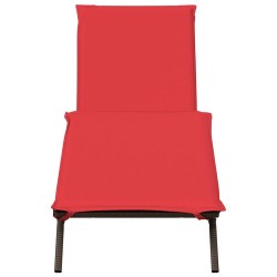 Chaise longue avec coussin marron résine tressée 641023641023