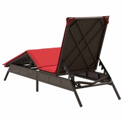 Chaise longue avec coussin marron résine tressée 641023641023