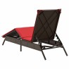 Chaise longue avec coussin marron résine tressée 641023641023