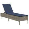 Chaise longue avec coussin gris résine tressée 641026641026