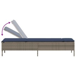 Chaise longue avec coussin gris résine tressée 641026641026