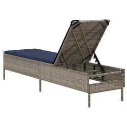 Chaise longue avec coussin gris résine tressée 641026641026