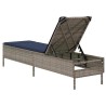 Chaise longue avec coussin gris résine tressée 641026641026