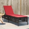 Chaise longue avec coussin marron résine tressée 641028641028