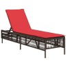Chaise longue avec coussin marron résine tressée 641028641028