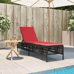 Chaise longue avec coussin marron résine tressée 641028641028