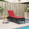 Chaise longue avec coussin marron résine tressée 641028641028