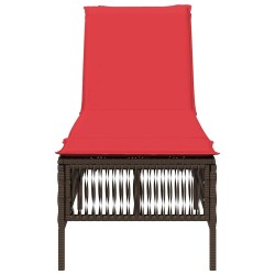 Chaise longue avec coussin marron résine tressée 641028641028