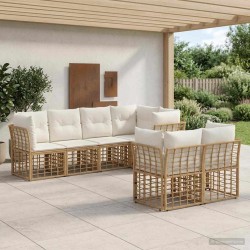 Ensemble de canapés d'extérieur 7 pcs Naturel Polyester 641030641030