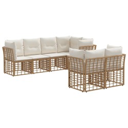 Ensemble de canapés d'extérieur 7 pcs Naturel Polyester 641030641030