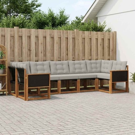 Ensemble de canapés d'extérieur 7 pcs Naturel et Gris clair 641031641031