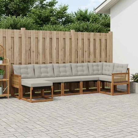 Ensemble de canapés d'extérieur 7 pcs Naturel et gris clair 641033641033