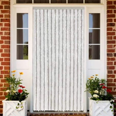 Rideau anti-mouches gris clair et blanc 118x220 cm chenille 641034641034