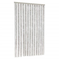 Rideau anti-mouches gris clair et blanc 118x220 cm chenille 641034641034