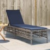 Chaise longue avec coussin gris résine tressée 641037641037