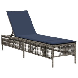 Chaise longue avec coussin gris résine tressée 641037641037