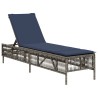 Chaise longue avec coussin gris résine tressée 641037641037