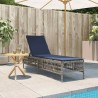 Chaise longue avec coussin gris résine tressée 641037641037