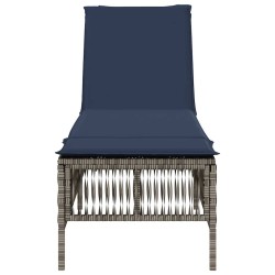 Chaise longue avec coussin gris résine tressée 641037641037