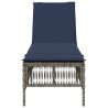 Chaise longue avec coussin gris résine tressée 641037641037