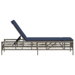 Chaise longue avec coussin gris résine tressée 641037641037