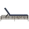 Chaise longue avec coussin gris résine tressée 641037641037