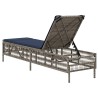 Chaise longue avec coussin gris résine tressée 641037641037
