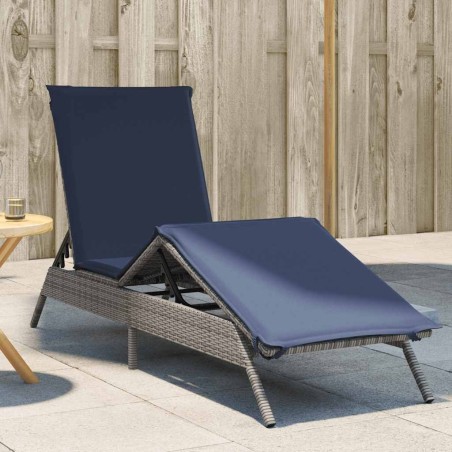 Chaise longue avec coussin gris résine tressée 641040641040
