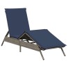 Chaise longue avec coussin gris résine tressée 641040641040