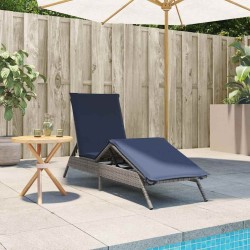 Chaise longue avec coussin gris résine tressée 641040641040