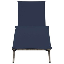 Chaise longue avec coussin gris résine tressée 641040641040