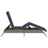 Chaise longue avec coussin gris résine tressée 641040641040