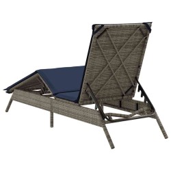 Chaise longue avec coussin gris résine tressée 641040641040