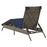 Chaise longue avec coussin gris résine tressée 641040641040