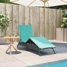 Chaise longue avec coussin en rotin synthétique noir 641043641043
