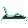 Chaise longue avec coussin en rotin synthétique noir 641043641043